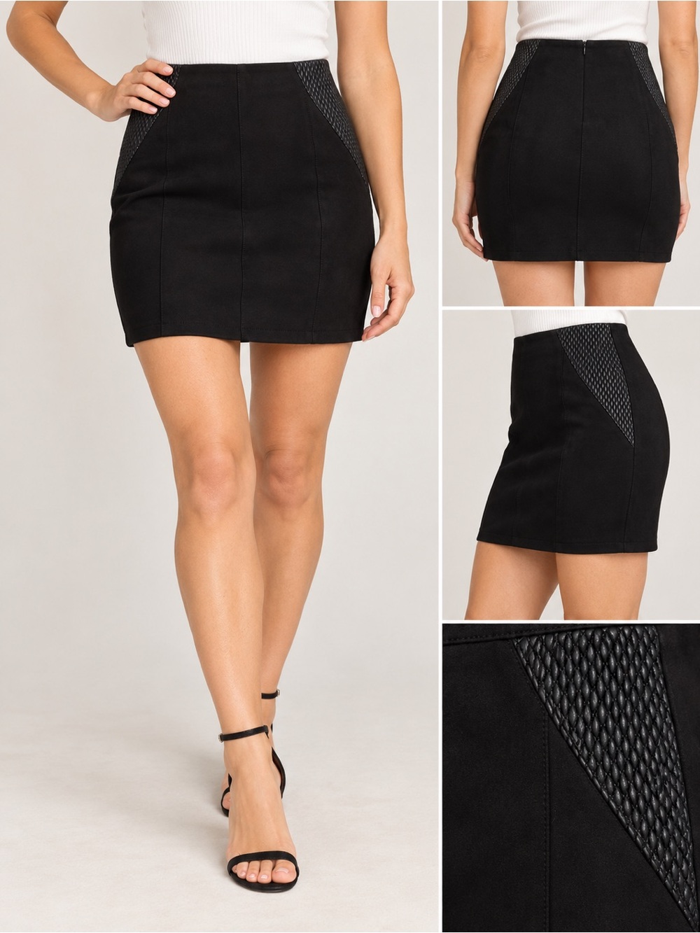 Zara Basic Black Mini Faux Suede Skirt Size S